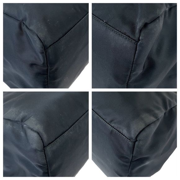 Prada Tessuto Triangle Logo Plate Black Black Silver Hardware Nylon Tote Bag - Picture 6 of 9